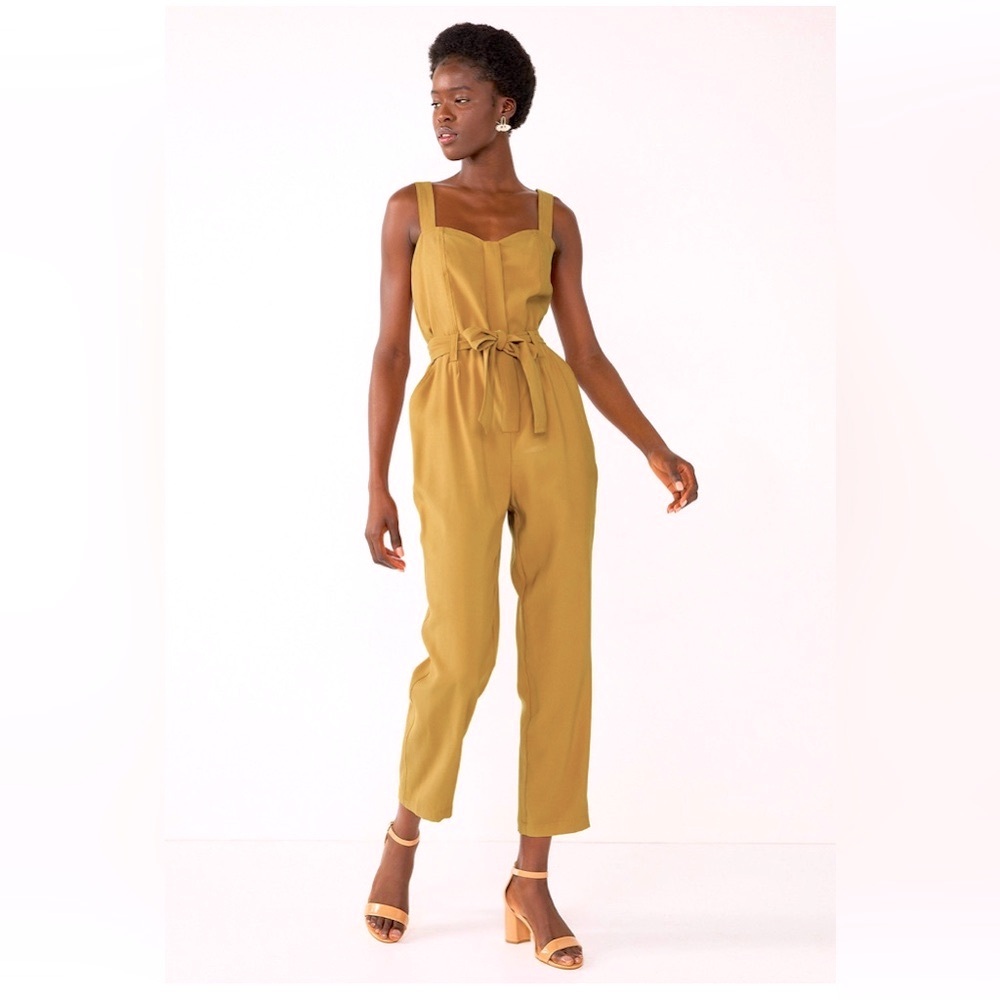 NWOT Women's Nine West Sweetheart Tapered Jumpsuit, Sergio Olive color, XL